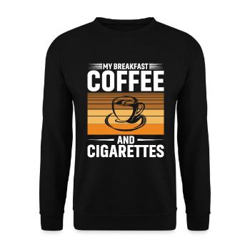 My breakfast: coffee and cigarettes - Unisex Sweatshirt - black - Front - Alina (178cm) & Michal (187cm)