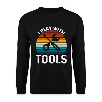 Ich Spiele Mit Werkzeugen - Unisex Pullover - Schwarz - Vorne - Alina (178cm) & Michal (187cm)