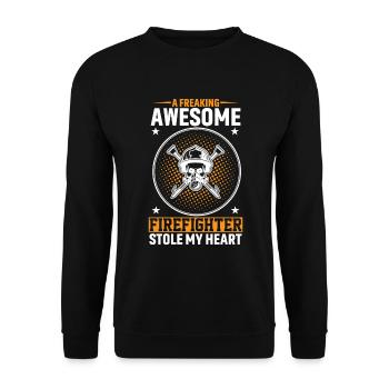 A damn great firefighter - Unisex Sweatshirt - black - Front - Alina (178cm) & Michal (187cm)