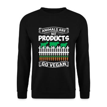 Tiere Sind Keine Produkte Go Vegan - Unisex Pullover - Schwarz - Vorne - Alina (178cm) & Michal (187cm)