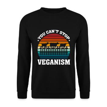 Veganismus Kann Man Nicht Aufhalten - Unisex Pullover - Schwarz - Vorne - Alina (178cm) & Michal (187cm)