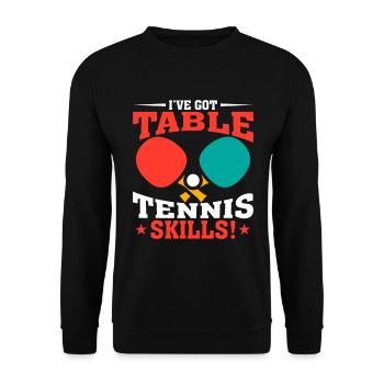 I have table tennis skills! - Unisex Sweatshirt - black - Front - Alina (178cm) & Michal (187cm)