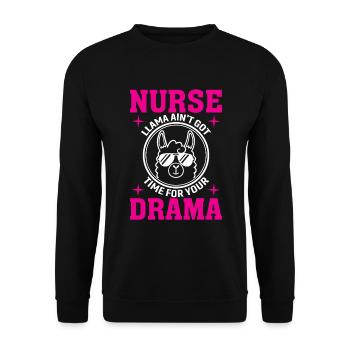 Nurse Llama has no time for drama - Unisex Sweatshirt - black - Front - Alina (178cm) & Michal (187cm)