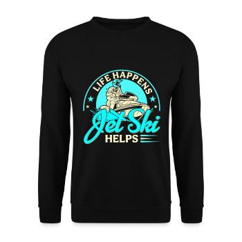 Das Leben Passiert Aber Jet Ski Hilft - Unisex Pullover - Schwarz - Vorne - Alina (178cm) & Michal (187cm)