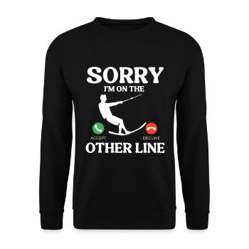 Entschuldigung Ich Bin Auf Der Anderen Leitung - Unisex Pullover - Schwarz - Vorne - Alina (178cm) & Michal (187cm)