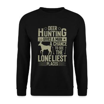 Deer hunting gives a man the opportunity - Unisex Sweatshirt - black - Front - Alina (178cm) & Michal (187cm)