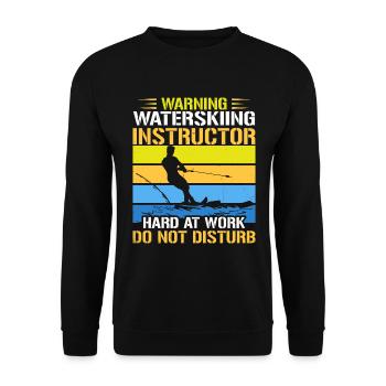 Avertissement : les moniteurs de ski nautique travaillent d’arrache-pied - Sweat-shirt Unisexe - noir - Devant - Alina (178cm) & Michal (187cm)