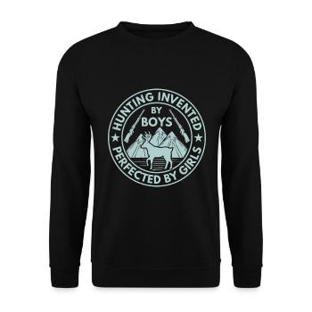 Jagd Von Jungen Wird Von Mädchen Perfektioniert - Unisex Pullover - Schwarz - Vorne - Alina (178cm) & Michal (187cm)