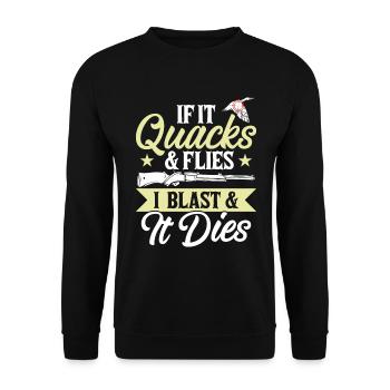 Wenn Es Quakt Und Fliegt Sprenge Ich Und Es Stirbt - Unisex Pullover - Schwarz - Vorne - Alina (178cm) & Michal (187cm)