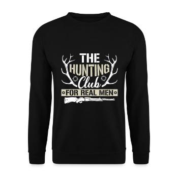 Der Jagdclub Für Echte Männer - Unisex Pullover - Schwarz - Vorne - Alina (178cm) & Michal (187cm)