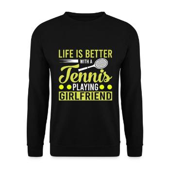 La vie est meilleure avec une petite amie qui joue au tennis - Sweat-shirt Unisexe - noir - Devant - Alina (178cm) & Michal (187cm)