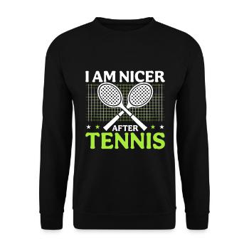 Nach Dem Tennis Bin Ich Netter - Unisex Pullover - Schwarz - Vorne - Alina (178cm) & Michal (187cm)