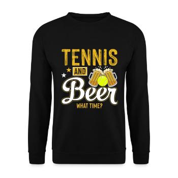 Tennis and beer. What time is it? - Unisex Sweatshirt - black - Front - Alina (178cm) & Michal (187cm)