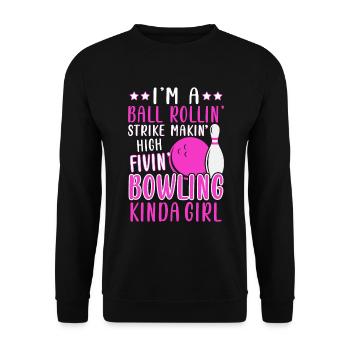 Ball Rollin' Strike Makin High Fivin Bowling - Unisex Sweatshirt - black - Front - Alina (178cm) & Michal (187cm)
