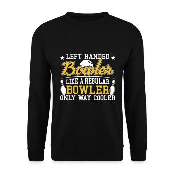 Linkshändiger Kegler Wie Ein Normaler Nur Besser - Unisex Pullover - Schwarz - Vorne - Alina (178cm) & Michal (187cm)