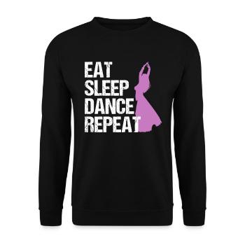 EAT SLEEP DANCE REPEAT Bauchtänzerin Geschenk - Unisex Pullover - Schwarz - Vorne - Alina (178cm) & Michal (187cm)
