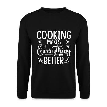 Kochen Macht Alles Besser - Unisex Pullover - Schwarz - Vorne - Alina (178cm) & Michal (187cm)