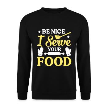 Sei Nett Ich Serviere Dein Essen - Unisex Pullover - Schwarz - Vorne - Alina (178cm) & Michal (187cm)