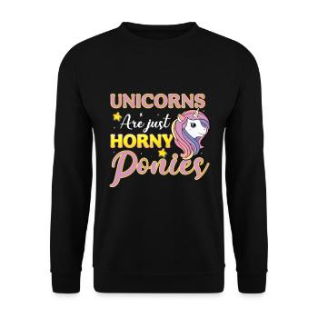 Einhörner Sind Nur Geile Ponys - Unisex Pullover - Schwarz - Vorne - Alina (178cm) & Michal (187cm)