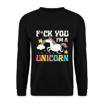 F*ck you je suis une licorne - Sweat-shirt Unisexe - noir - Devant - Alina (178cm) & Michal (187cm)