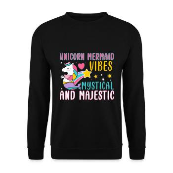 Licorne sirène mystique et majestueuse - Sweat-shirt Unisexe - noir - Devant - Alina (178cm) & Michal (187cm)