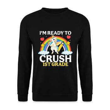 I'm ready to conquer 1st class - Unisex Sweatshirt - black - Front - Alina (178cm) & Michal (187cm)