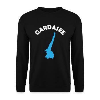 Aesthetic Lake Garda Italy Lover Gift - Unisex Sweatshirt - black - Front - Alina (178cm) & Michal (187cm)