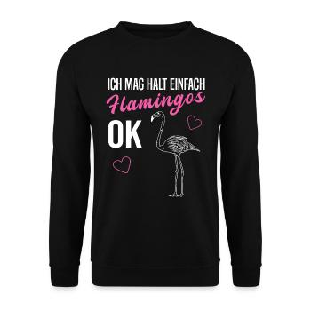 Flamingo & Herzen Liebevoll Kreativ Geschenk - Unisex Pullover - Schwarz - Vorne - Alina (178cm) & Michal (187cm)