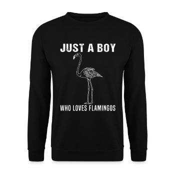 Boy & Flamingo Love Unique Gift - Unisex Sweatshirt - black - Front - Alina (178cm) & Michal (187cm)
