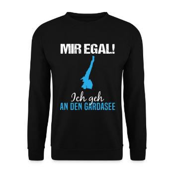 Mir Egal! Gardasee Priorität Geschenk - Unisex Pullover - Schwarz - Vorne - Alina (178cm) & Michal (187cm)