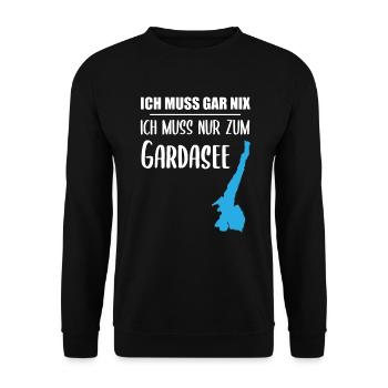 Gardasee-Pflicht – Der Rest ist Optional - Unisex Pullover - Schwarz - Vorne - Alina (178cm) & Michal (187cm)