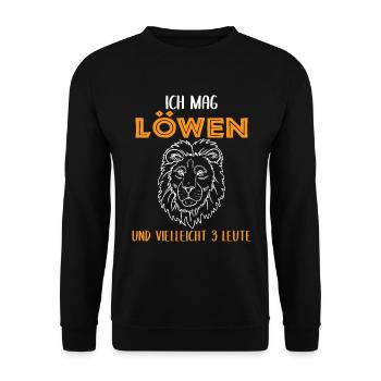 Löwen & 3 Leute – Mein Rudel - Unisex Pullover - Schwarz - Vorne - Alina (178cm) & Michal (187cm)