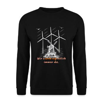 Windkraftanlagen und Windmühlen - Unisex Pullover - Schwarz - Vorne - Alina (178cm) & Michal (187cm)