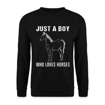 Nur ein Junge - Der Pferde liebt - Unisex Pullover - Schwarz - Vorne - Alina (178cm) & Michal (187cm)