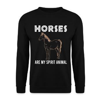 Pferde als mein Spirit Animal - Unisex Pullover - Schwarz - Vorne - Alina (178cm) & Michal (187cm)