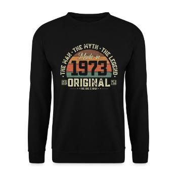 1973 Vintage Born Man Myth Legend - Sweat-shirt Unisexe - noir - Devant - Alina (178cm) & Michal (187cm)