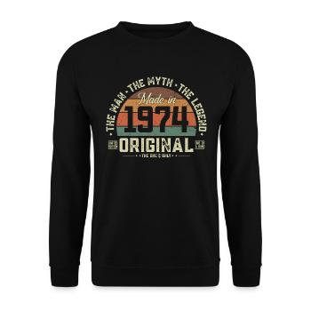 1974 Vintage Born Man Myth Legend - Sweat-shirt Unisexe - noir - Devant - Alina (178cm) & Michal (187cm)