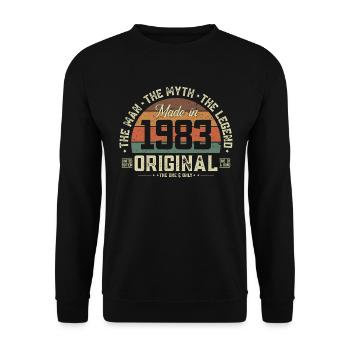 1983 Vintage Born Man Myth Legend - Sweat-shirt Unisexe - noir - Devant - Alina (178cm) & Michal (187cm)