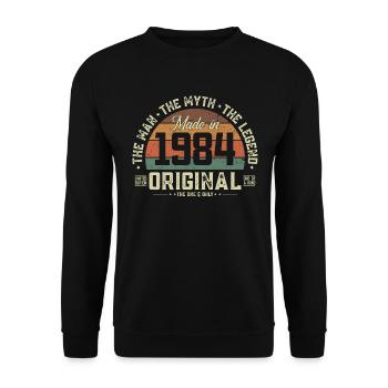 1984 Vintage Born Man Myth Legend - Sweat-shirt Unisexe - noir - Devant - Alina (178cm) & Michal (187cm)