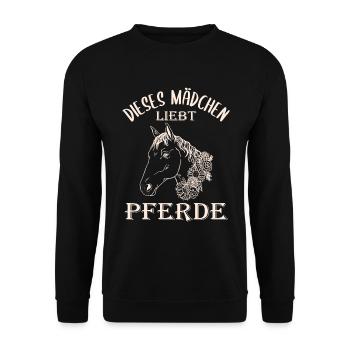 Dieses Mädchen liebt Pferde - Reiterherz - Unisex Pullover - Schwarz - Vorne - Alina (178cm) & Michal (187cm)