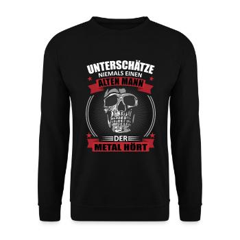 Alten Metal Mann Stolz Totenkopf Geschenk - Unisex Pullover - Schwarz - Vorne - Alina (178cm) & Michal (187cm)