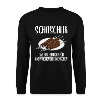 Schaschlik: Grillgenuss für Anspruchsvolle - Unisex Pullover - Schwarz - Vorne - Alina (178cm) & Michal (187cm)