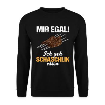 Mir egal! Schaschlik über Alles - Unisex Pullover - Schwarz - Vorne - Alina (178cm) & Michal (187cm)
