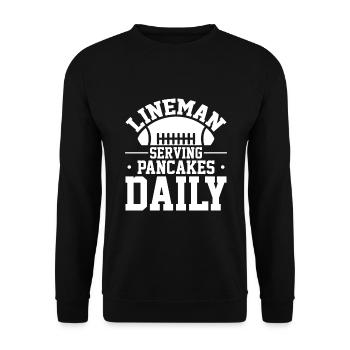 Lineman serves pancakes daily - Unisex Sweatshirt - black - Front - Alina (178cm) & Michal (187cm)