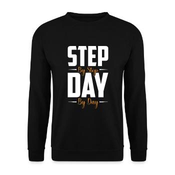 Step by step, day by day, - Unisex Sweatshirt - black - Front - Alina (178cm) & Michal (187cm)
