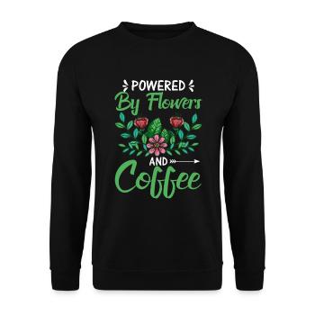 Powered by Flowers and Coffee - Unisex Sweatshirt - black - Front - Alina (178cm) & Michal (187cm)