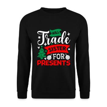 Tausche Schwester Gegen Geschenk - Unisex Pullover - Schwarz - Vorne - Alina (178cm) & Michal (187cm)