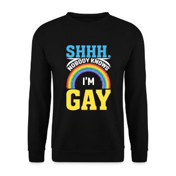 Pssst. Nobody knows I'm gay - Unisex Sweatshirt - black - Front - Alina (178cm) & Michal (187cm)