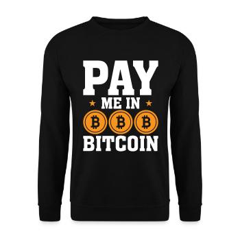 Bezahlen Sie mich in Bitcoin - Unisex Pullover - Schwarz - Vorne - Alina (178cm) & Michal (187cm)