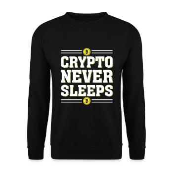 Crypto Never Sleeps - Unisex Sweatshirt - black - Front - Alina (178cm) & Michal (187cm)